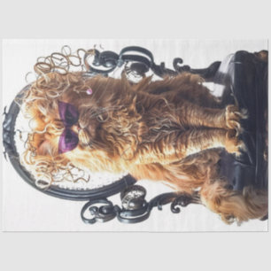 Decoupage Whimsical Glamourous Cat at Salon  Tissue Paper