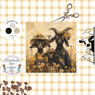 Decoupage Whimsical Goat Family Farmers Tissue Paper