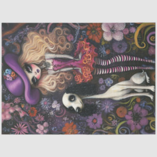 Decoupage Whimsical Gothic Girl Standard Poodle Tissue Paper
