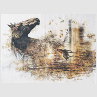 Decoupage Whimsical Harmony Double Exposure Horse  Tissue Paper