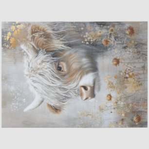 Decoupage Whimsical Highland Cow Flowers  Tissue Paper