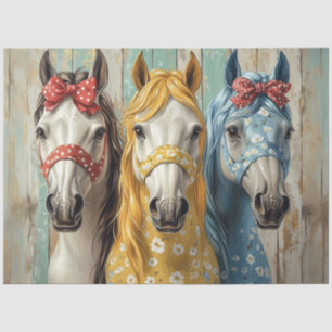 Decoupage Whimsical Horses Matching Bows and Reins Tissue Paper