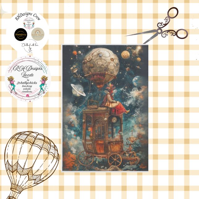 Decoupage Whimsical Hot Air Balloon Rides  Tissue Paper (Creator Uploaded)