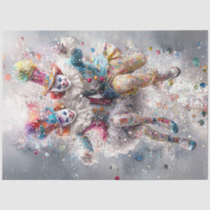 Decoupage Whimsical Jester Circus Clowns Tissue Paper