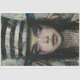 Decoupage Whimsical Jester Girl Harlequin Star Tissue Paper