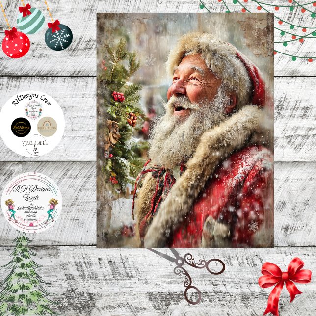 Decoupage Whimsical Joyful Santa Claus  Tissue Paper (Creator Uploaded)