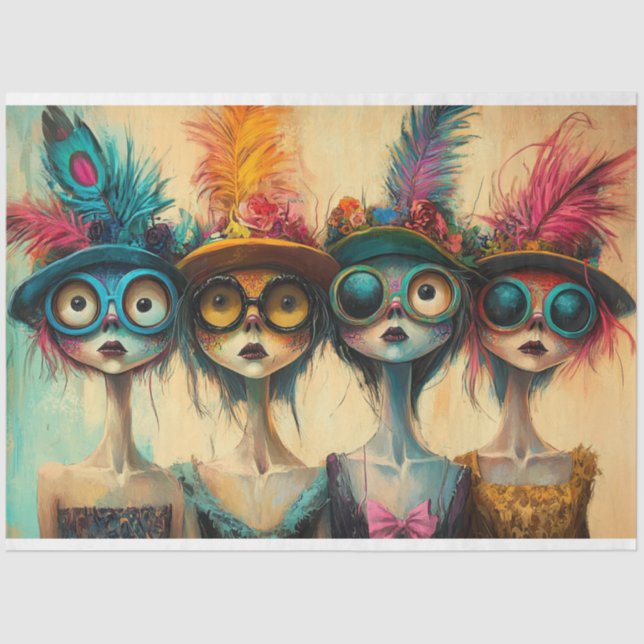 Decoupage Whimsical Lady Neighbourhood Gossipers  Tissue Paper (Front)