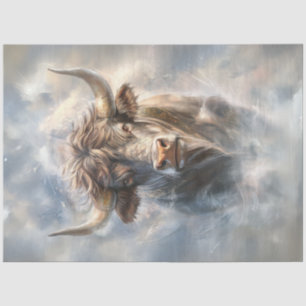 Decoupage Whimsical Majestic Bull Large Horns Tissue Paper