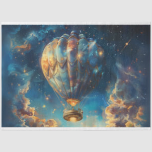 Decoupage Whimsical Night Sky Hot Air Balloon  Tissue Paper