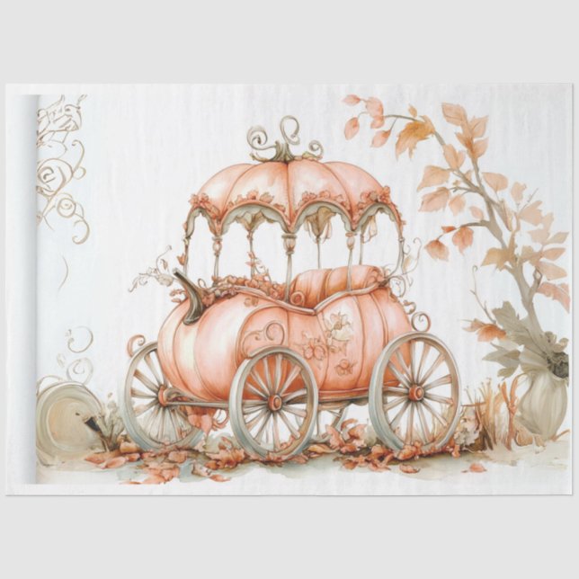 Decoupage Whimsical Peach Carriage  Tissue Paper (Front)