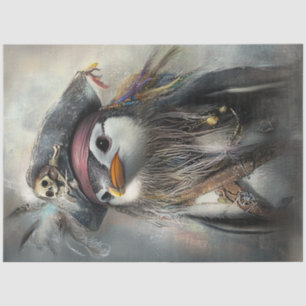 Decoupage Whimsical Penguin Is a Priate Tissue Paper