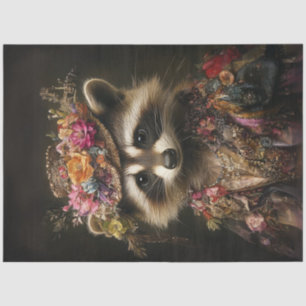 Decoupage Whimsical Raccoon Victorian Dressed  Tissue Paper