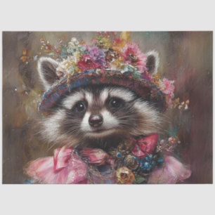 Decoupage Whimsical Racoon Vintage Attire  Tissue Paper