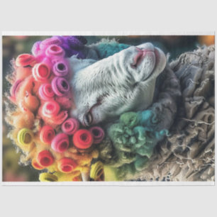 Decoupage Whimsical Ram Rainbow Coloured Tissue Paper