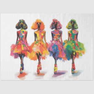 Decoupage Whimsical Standard Poodles Fashion Show Tissue Paper
