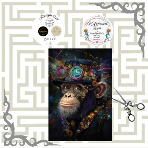 Decoupage Whimsical Steampunk Monkey Vibrant Color Tissue Paper