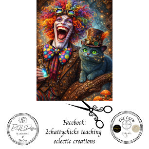 Decoupage Whimsical Steampunk Trickster Magic Cat Tissue Paper