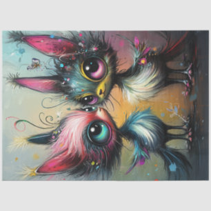 Decoupage Whimsical Styling Cats Vibrantly Coloure Tissue Paper