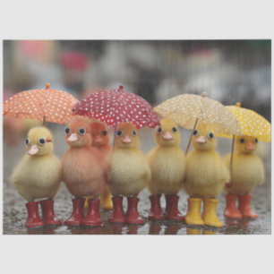 Decoupage Whimsical Summer Ducklings in Rain  Tissue Paper