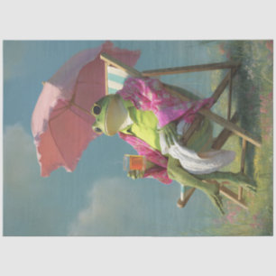 Decoupage Whimsical Summer Frog on Hot Day  Tissue Paper