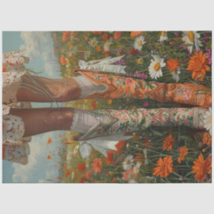 Decoupage Whimsical Unmatched Cowboy Boot for Lily Tissue Paper