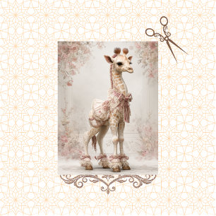Decoupage Whimsical Victorian Giraffe Lace Trimmed Tissue Paper