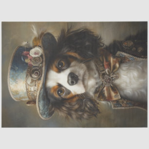 Decoupage Whimsical Vintage Dressed Spaniel & Hat Tissue Paper