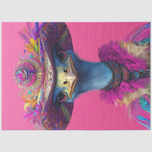 Decoupage Whimsical Wackadoodle Ostrich in Pink Tissue Paper