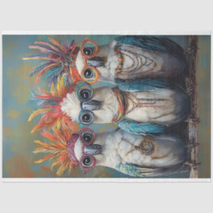Decoupage Whimsical Wacky Vibrant Cockatoos Birds  Tissue Paper