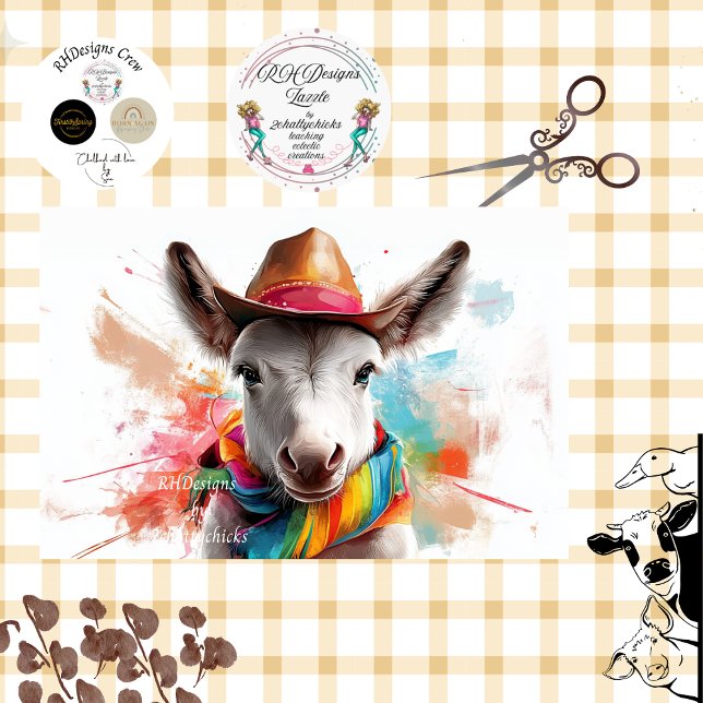 Decoupage Whimsical Western Donkey Vibrant Colours Tissue Paper (Creator Uploaded)