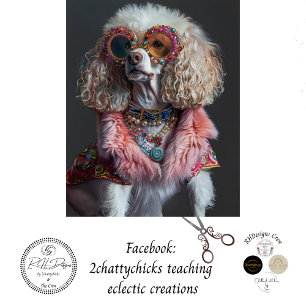 Decoupage Whimsically Dressed Poodle Bella  Tissue Paper