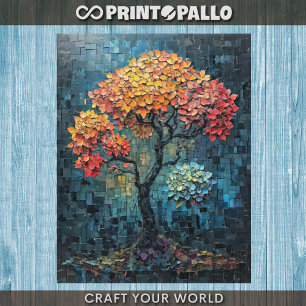 Decoupage - Whismical ceramic tile tree