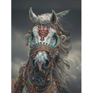 Decoupage White Ceremonial American Indian Horse Tissue Paper