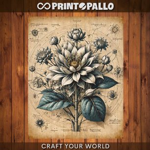 Decoupage - White flower on parchment