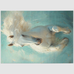 Decoupage White Horse Majestic Ocean Scene Tissue Paper