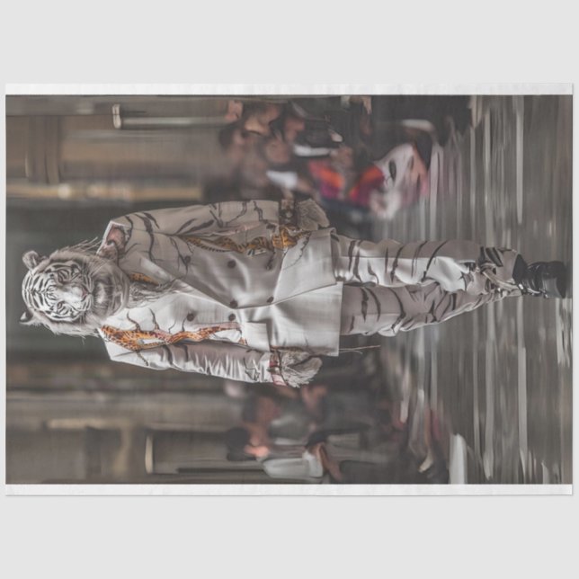 Decoupage White Lion Fashion Show  Tissue Paper (Front)