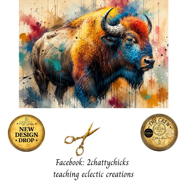 Decoupage Wildfire Bison of Oklahoma  Tissue Paper (Creator Uploaded)
