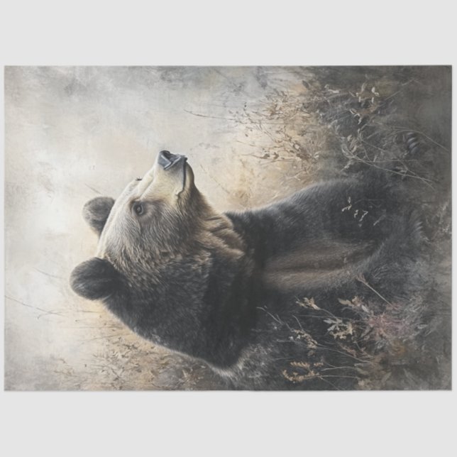 Decoupage Wildlife Bear Natural Setting in Field Tissue Paper (Front)