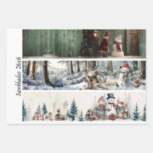 Decoupage Winter Sawblade Set 26x6  Wrapping Paper Sheet