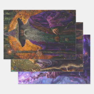 Decoupage Wizards Eldric Enchanter Wrapping Paper Sheet