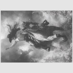 Decoupage Woman Riding Horse Running  Tissue Paper