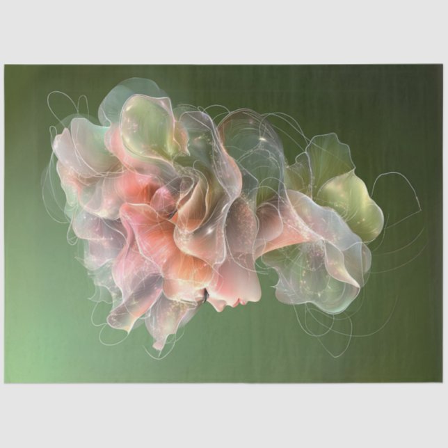 Decoupage Woman with Intricate Floral Design  Tissue Paper (Front)