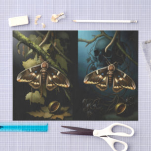 Decoupage Woodland Moth Illustration Tissue Paper