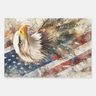 Decoupage Wrapping Paper American Flag Eagle