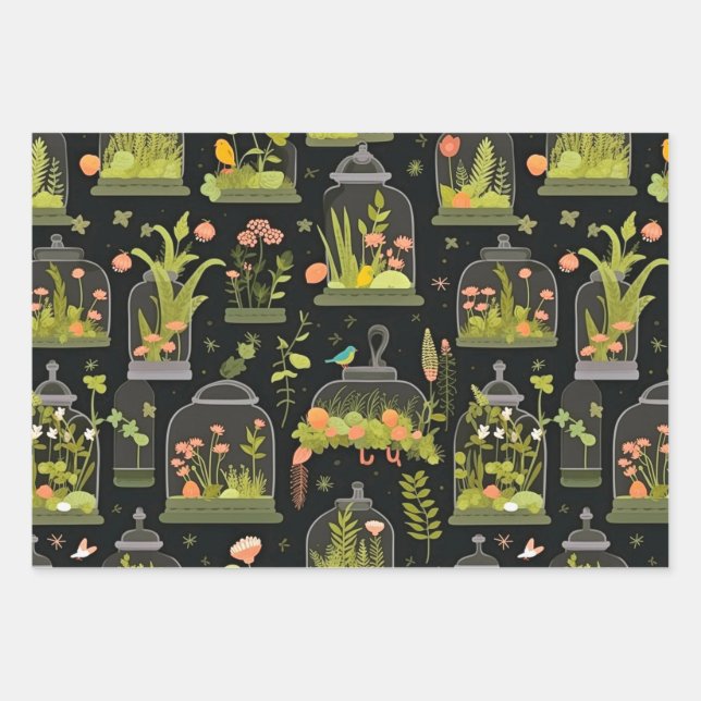 Decoupage Wrapping Paper Terrariums Set of 3 (Front)