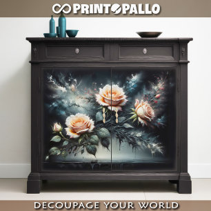 Decoupage - Yellow roses on black -  Tissue Paper