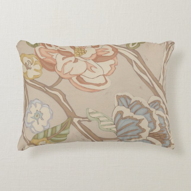 Decrative Organza Chintz Floral Design Accent Pillow (Front)