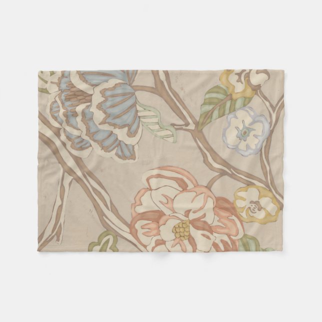 Decrative Organza Chintz Floral Design Fleece Blanket (Front (Horizontal))