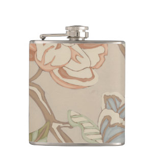 Decrative Organza Chintz Floral Design Hip Flask