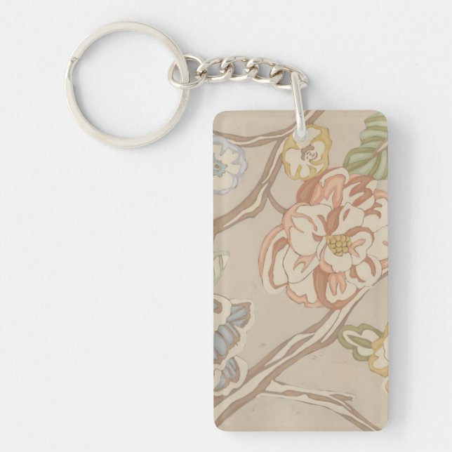 Decrative Organza Chintz Floral Design Keychain (Front)